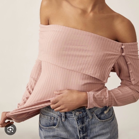 Anthropologie Tops - Anthropologie Blush Pink Off-Shoulder Blouse